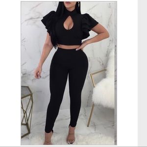 Ruffled Two Piece Pants Set